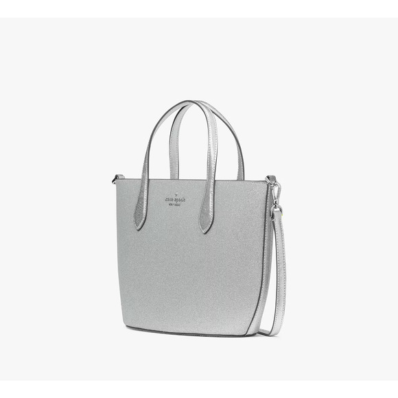 KATE SPADE SILVER GLIMMER SATCHEL SHOULDER BAG LUNAR LIGHT - Picture 2 of 6
